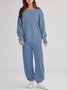 Plain Crew Neck Casual Loose Two-Piece Set