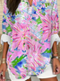Floral V Neck Casual Shirt