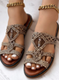 Summer Plain Boho Pu Slide Sandals