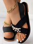 Faux Suede Plain Summer Casual Sandal