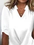 V Neck Casual Knot Front T-Shirt