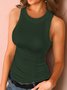 Plain Casual Crew Neck Tank Top