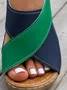 Casual Color Block Velcro Wedge Heel Sandals