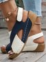 Casual Color Block Velcro Wedge Heel Sandals