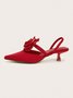 Elegant Rose Satin Kitten Heeled Slingback Pumps