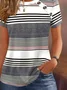 Striped Knitted Casual Buckle T-Shirt