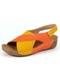 Casual Color Block Velcro Wedge Heel Sandals