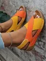 Casual Color Block Velcro Wedge Heel Sandals