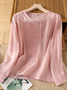 Casual Cotton Crew Neck Blouse