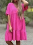 Vacation Loose Plain V Neck Dress