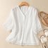 V Neck Loose Cotton Casual Blouse