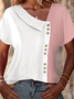 Loose Casual Color Block Blouse