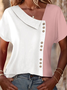 Loose Casual Color Block Blouse