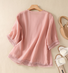 V Neck Loose Cotton Casual Blouse