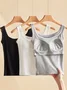 Casual Knitted Crew Neck Plain Tank Top