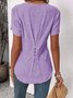 Women's Short Sleeve Blouse Summer Plain Buttoned Notched Neck Petal Sleeve Daily Going Out Simple Top