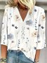 V Neck Floral Casual Shirt