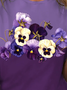 Women's Alzheimer's Purple Floral Print T-Shirt