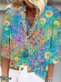 V Neck Floral Casual Shirt