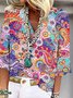 V Neck Floral Casual Shirt