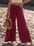 Plain Casual Loose Cotton And Linen Pants