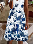 Vacation V Neck Floral Loose Dress