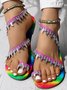 Leaf Pattern Rainbow Ombre Strappy Sandals