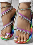 Leaf Pattern Rainbow Ombre Strappy Sandals