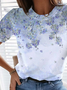 Plus Size Floral Crew Neck Casual T-Shirt