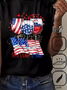 Crew Neck America Flag Casual T-Shirt