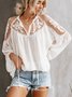 V Neck Split Joint Boho Floral Shirt