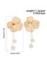 1pair Elegant Hollow Out Flower Imitation Pearl Tassel Earrings