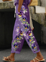 Women's  Elastic Waist H-Line Straight Pants Daily Going Out Pants Purple Casual Floral Color Block Summer Pants Alzheimer