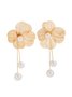 1pair Elegant Hollow Out Flower Imitation Pearl Tassel Earrings