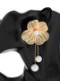 1pair Elegant Hollow Out Flower Imitation Pearl Tassel Earrings