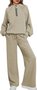 Half Turtleneck Plain Casual Two-Piece Set