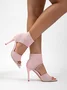 Minimalist Knitted Mesh Stiletto Heel Ankle Strap Sandals