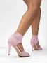 Minimalist Knitted Mesh Stiletto Heel Ankle Strap Sandals