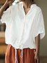 Drawstring Plain V Neck Casual Blouse