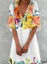 Floral Vacation V Neck Loose Dress