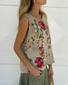 Loose Floral Vacation Crew Neck Tank Top