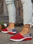 America Flag Fabric Casual Wedge Heel Shallow Shoes