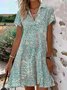 Women's Floral Design V-Neck Loose Dress