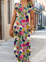 Casual Floral Loose Crew Neck Dress With No