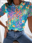 Crew Neck Casual Floral T-Shirt