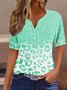 Casual Leopard Notched T-Shirt