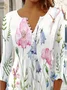 Crew Neck Floral Casual Blouse