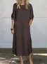 Loose Plain Casual Crew Neck Dress With No