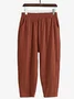 Plain Casual Cotton Pants