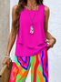 Women's Geometric Daily Going Out Two-Piece Set Rose Red Casual Summer Top With Pants Matching Set